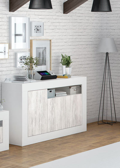Credenza 3 ante bianco anticato cm.144x42x87h