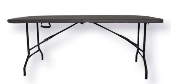 Tavolo birreria pieghev.acciaio e resina 180x76x73 dark grey eff.legno