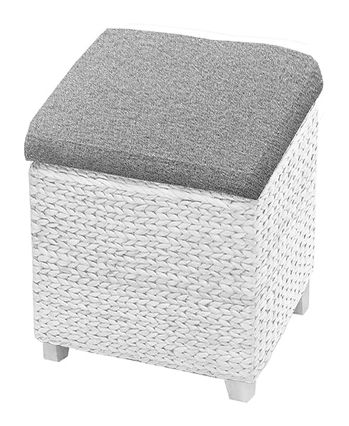 Cubo 40x40x40h Bianco Cuscino in velluto grigio