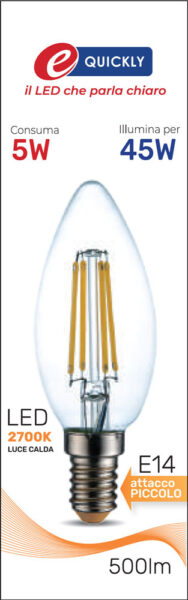 Lamp.candela led fil.e14 5w 2700k