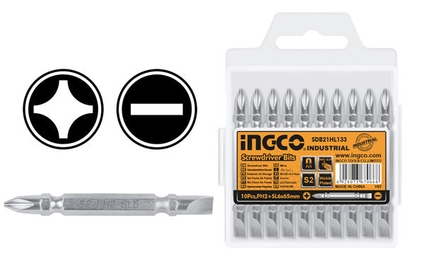 Set 10 pezzi bit ph2+sl ingco