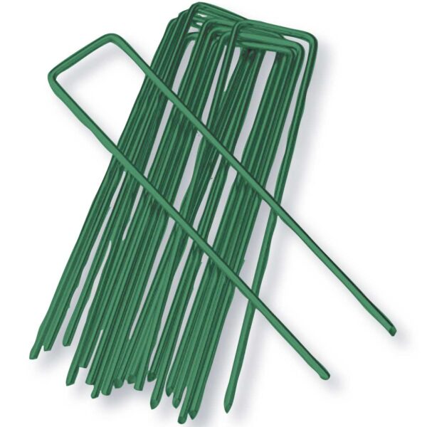 Picchetti fermaprato verdi plastificati cm 20x4  busta da 20 pezzi