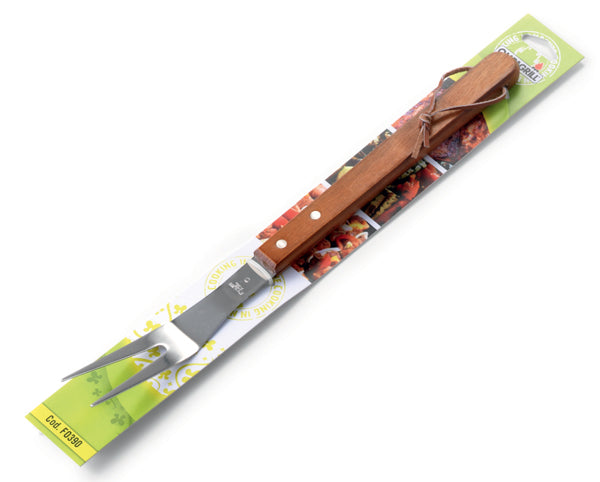 Forchettone accaio inox 39cm manico in legno