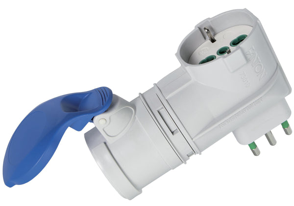Adattatore industriale duplex prese 1 bipasso 1 CEE 6H IP44-spina 16A