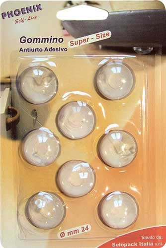 Gommini paracolpi adesivi trasparenti 24x8MM In blister da 8 pz.