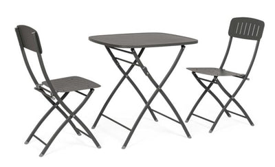 Set Bistrot Yvonne 3 pezzi (1 tavolo + 2 sedie) antracite