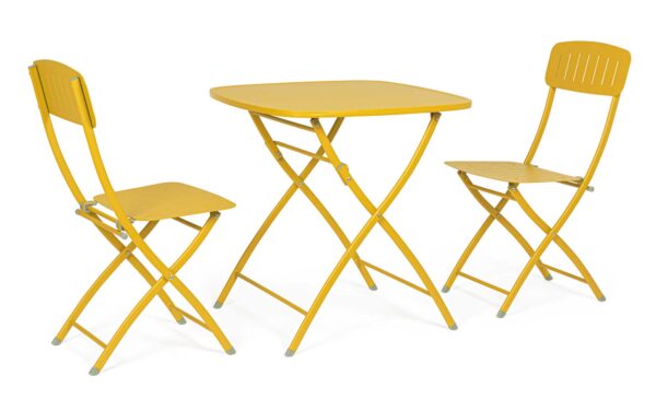 Set Bistrot Yvonne 3 pezzi (1 tavolo + 2 sedie) ocra