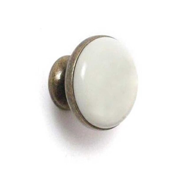 Pomolo tondo in ceramica 30mm avorio senza decoro