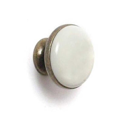 Pomolo tondo in ceramica 30mm avorio senza decoro
