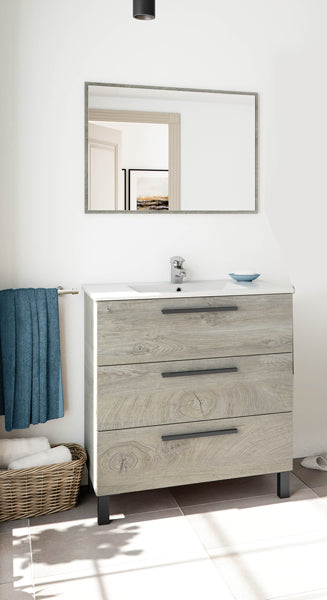 Mobile bagno 80x45x86h 3cassetti rovere alaska