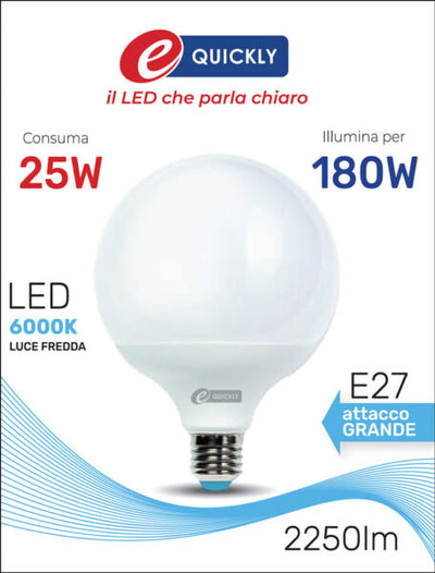 Globo led g120 e27 25w 6000k