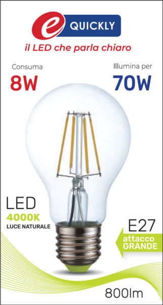 Lamp.goccia led fil.e27 8w 4000k