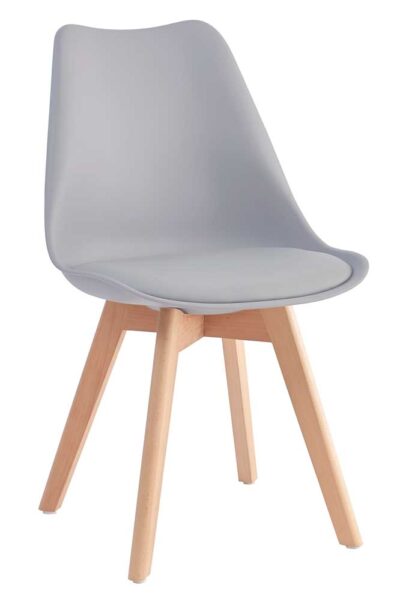 Sedia Nordik wood poliprop+cuscino cm.42x44x81h seduta h.cm.46 grigio