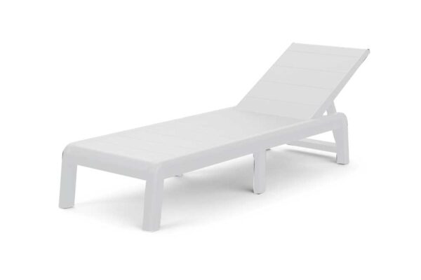 Lettino Formentera a doghe lisce,recl.4 posiz.cm.187,5x58x29h bianco