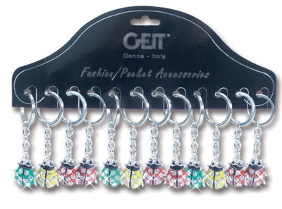 Cartella 12 portachiavi Cristal Ladybug finiture assortite