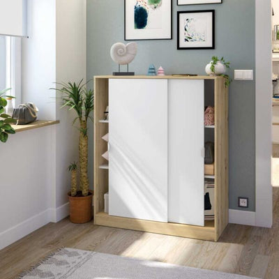 Mobile Scarpiera A.Scorrevoli 100x40x119h Bianco Artik/Rovere Canadian