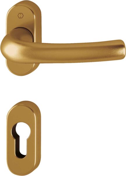 Maniglia Tokyo con rosetta e bocchetta Foro Yale Bronzo