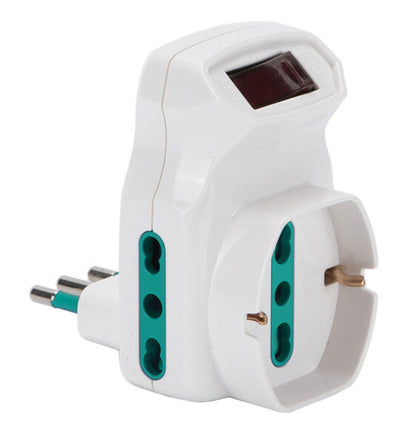 Adattatore triplo sp.16A/1 pr.schuko/bipasso 2 pr.bipasso disgiuntore