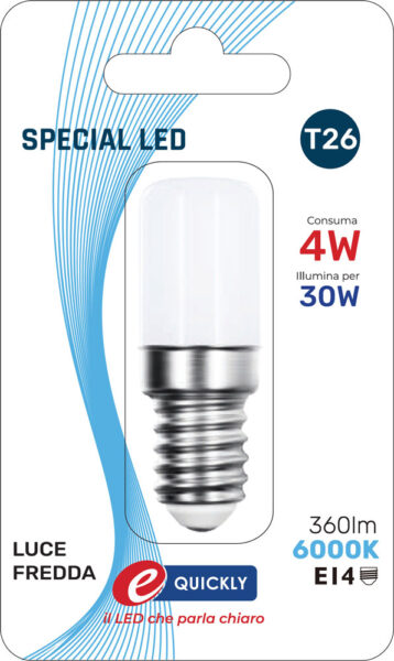 Lampadina led t26 e14 4w 6000k