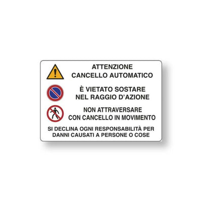 Targa 20x30 Cancello Automatico Vietato Sostare (Busta 10pz)