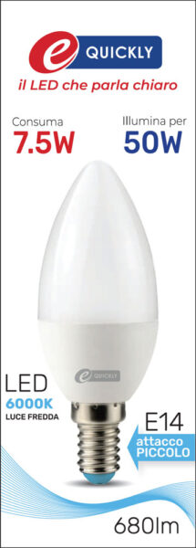 Lamp.candela c37 led e14 7,5w 6000k