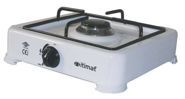 Fornello a gas 1 fuoco bianco con griglia in acciaio