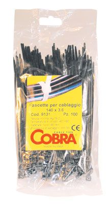 Fascette in nylon nero mm.200x4,8 in busta da 100pz.