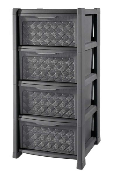 Cassettiera Arianna rattan 4 cassetti 38,5x39x82,5h colore grafite
