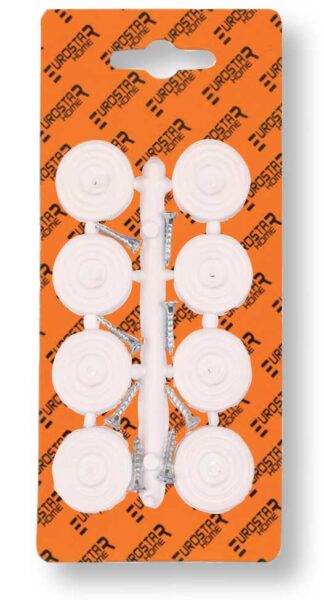 Sottosedia con vite, colore: bianco mm25 in blister da 8 pezzi