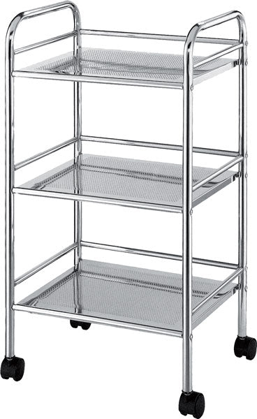 Carrello con ruote 3 piani cromo