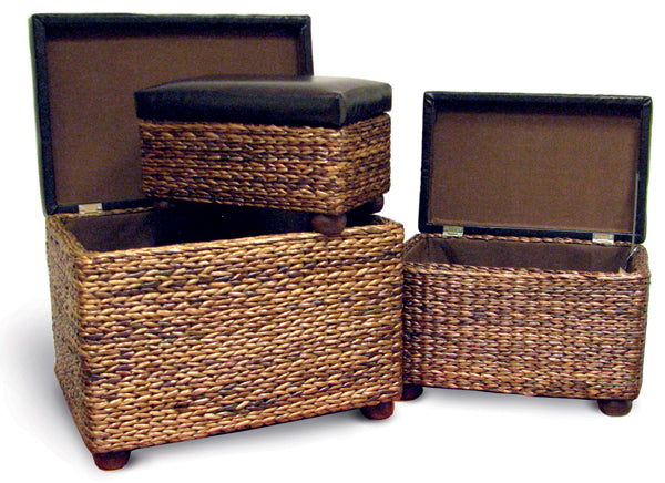 Panca olivier set 3 pezzi noce/marrone ecopelle
