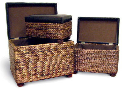 Panca olivier set 3 pezzi noce/marrone ecopelle