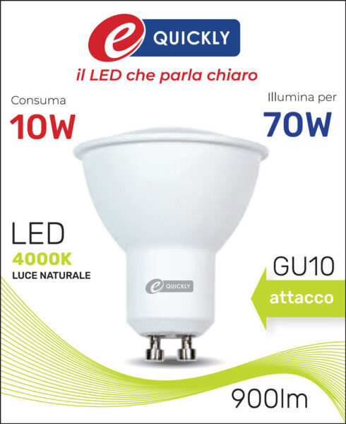 Faretto led gu10 10w 4000k