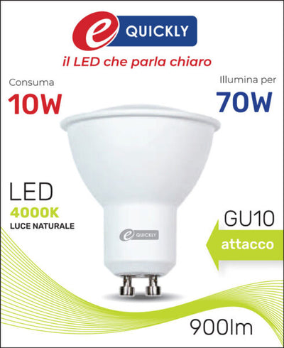 Faretto led gu10 10w 4000k