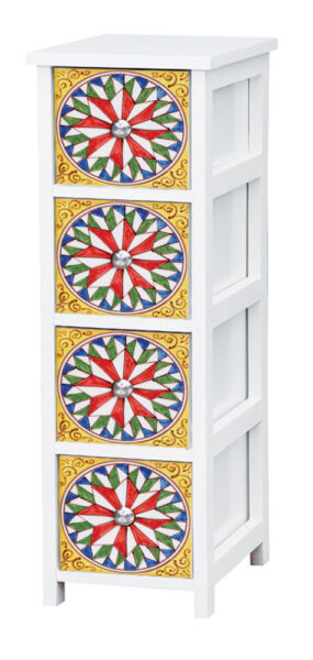 Cassettiera 4 cassetti 20,5x28x71h decoro Sicilia