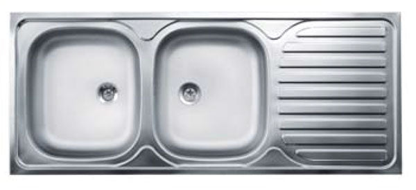 Lavello 120x50 2 vasche appogio inox gocciolatoio destra