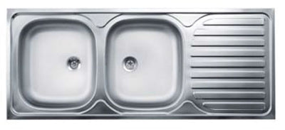 Lavello 120x50 2 vasche appogio inox gocciolatoio destra