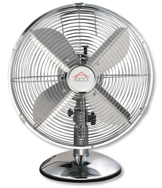 Ventilatore da tavolo 30 cm in metallo cromato 3 velocità 35W