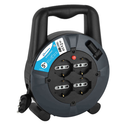 Avvolgicavo domestico 4 schuko 10/16A, cavo h05vv-f (3x1,5mm) - 5 mt