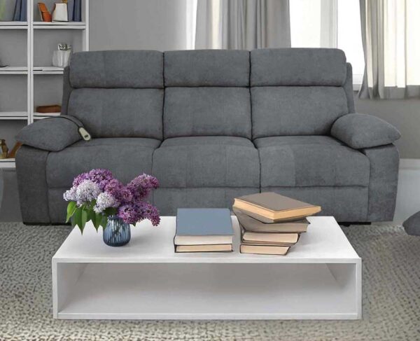 Divano recliner motorizzato 3 posti grigio cm.198x93x101