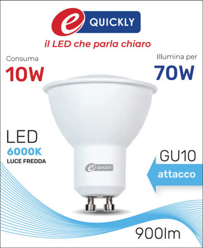 Faretto led gu10 10w 6000k