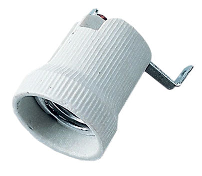 Portalampada e27 in porcellana più staffa potenza max: 150W 4A 250V