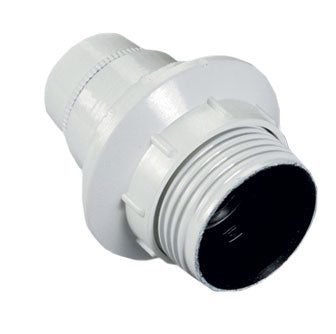 Portalampada filettato con ghiera e14,60w 2a 250v, colore bianco