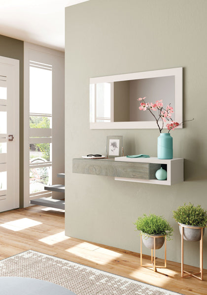 Mobile sospeso con specchio rovere alaska/bianco artik 19hx95lx26p