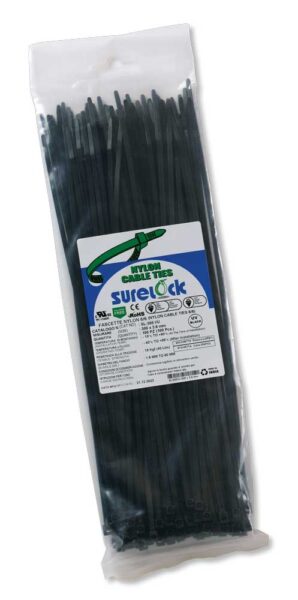 Fascette in nylon 66 nero mm.300x4,8 in busta da 100pz.
