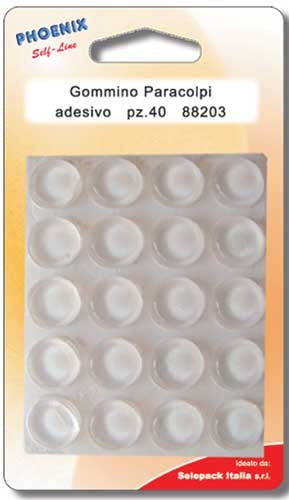 Gommini paracolpi adesivi trasparenti 13x4MM In blister da 20 pz.