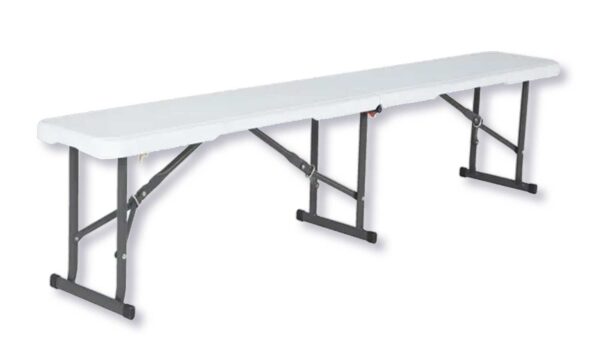 Panca birreria pieghevole acciaio e resina cm.183x28x43 bianco
