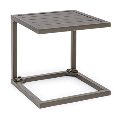 Tavolino hilde in alluminio, cm. 40 x 40 x 40h, colore: coffee