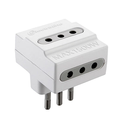 Adattatore triplo spina 10A, prese 10A, colore bianco