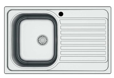Lavello Inox Incasso 79x50 1 vasca sx + gocciolatoio dx